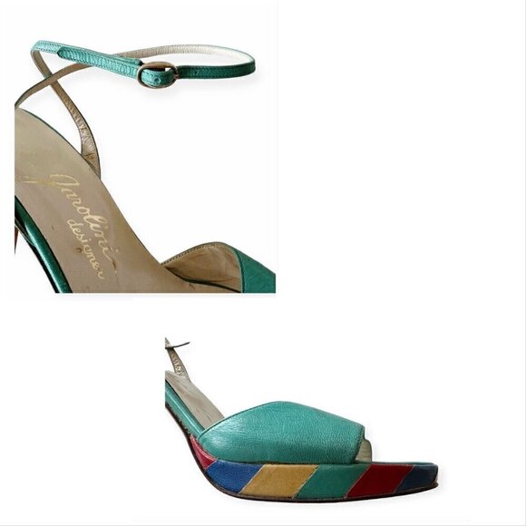 Vintage Garolini Ankle Strap Heel, Patchwork Platform,  Size 8N - Picture 11 of 14